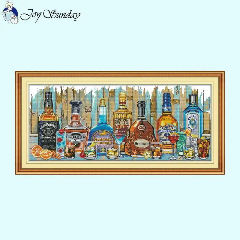 Joy Sunday Cross Stitch Kits Wine Bottle Pattern - AIMDIY