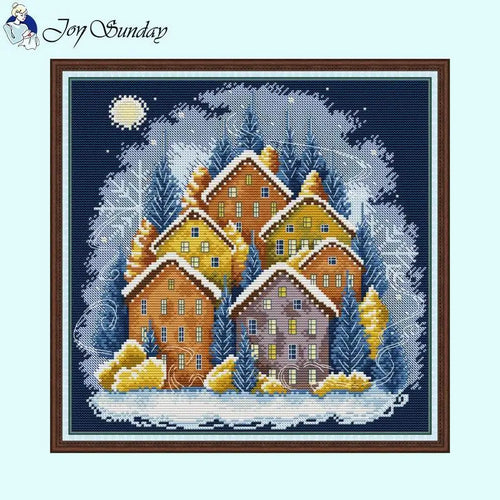 Winter Color House DIY Cross Stitch Kit - AIMDIY