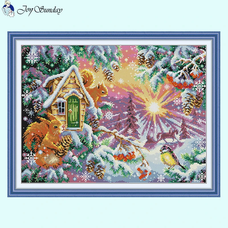 Winter Morning Cartoon - Animal Pattern Cross Stitch - AIMDIY