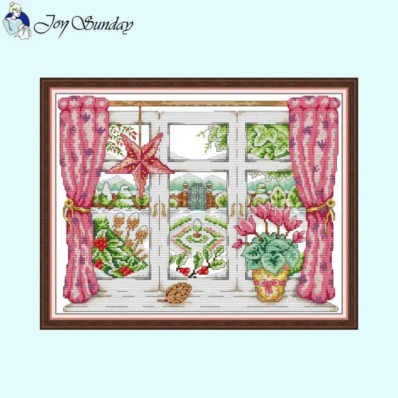 Winter Outside The Window DIY Hand Sewing Cross Stitch Kit - AIMDIY