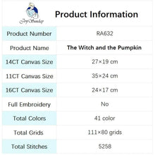 Load image into Gallery viewer, Witch and Pumpkin DIY Cartoon Character Pattern Cross Stitch Kit - AIMDIY
