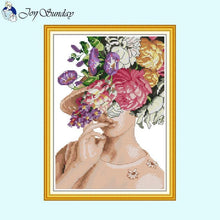 Load image into Gallery viewer, Woman With Flower Hat DIY Character Pattern Cross Stitch - AIMDIY
