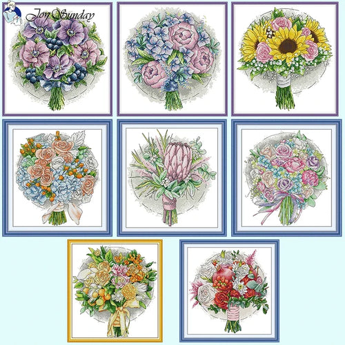 Bouquet Floral Cross Stitch Kit - DIY Embroidery Kit for Beginners