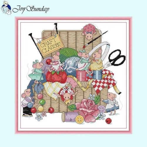 Happy Tailor Cartoon Mouse Pattern Cross Stitch - AIMDIY