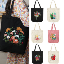 Load image into Gallery viewer, DIY Canvas Tote Bag Embroidery Kit With Flower DIY Arts Crafts Beginners Needlepoint Kits - AIMDIY
