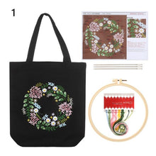 Load image into Gallery viewer, DIY Canvas Tote Bag Embroidery Kit With Flower DIY Arts Crafts Beginners Needlepoint Kits - AIMDIY
