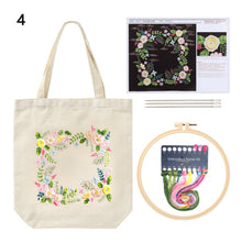 Load image into Gallery viewer, DIY Canvas Tote Bag Embroidery Kit With Flower DIY Arts Crafts Beginners Needlepoint Kits - AIMDIY
