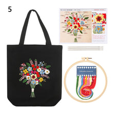 Load image into Gallery viewer, DIY Canvas Tote Bag Embroidery Kit With Flower DIY Arts Crafts Beginners Needlepoint Kits - AIMDIY
