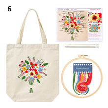 Load image into Gallery viewer, DIY Canvas Tote Bag Embroidery Kit With Flower DIY Arts Crafts Beginners Needlepoint Kits - AIMDIY
